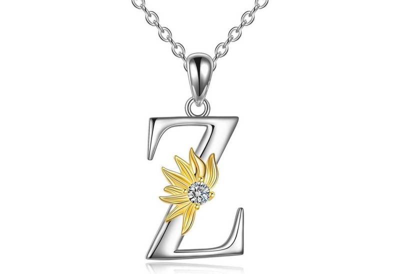 LuxusKollektion Kette und Anhänger Set Halskette 925 Sterling Silber Sonnenblumen Initial Anhänger Z von LuxusKollektion