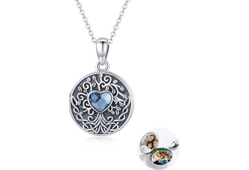 LuxusKollektion Kette und Anhänger Set Halskette 925 Sterlingsilber Damen Lebensbaum Medaillon Halskette 3 von LuxusKollektion