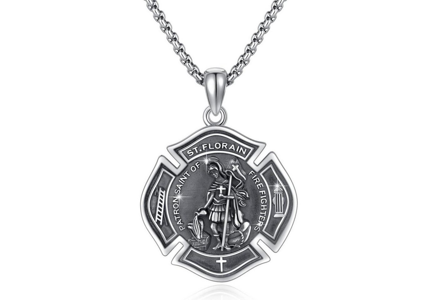 LuxusKollektion Kette und Anhänger Set Halskette 925 Sterlingsilber St Florian St St. Florian Halskette.1 von LuxusKollektion