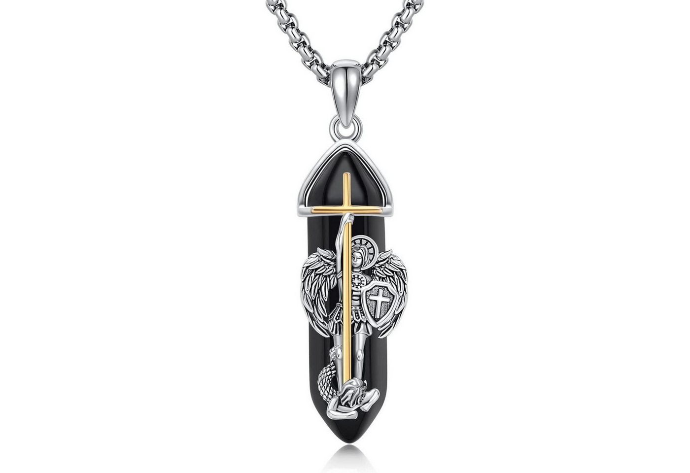 LuxusKollektion Kette und Anhänger Set Halskette 925 Sterlingsilber St Michael Geschenk Männer Minimalistisch von LuxusKollektion