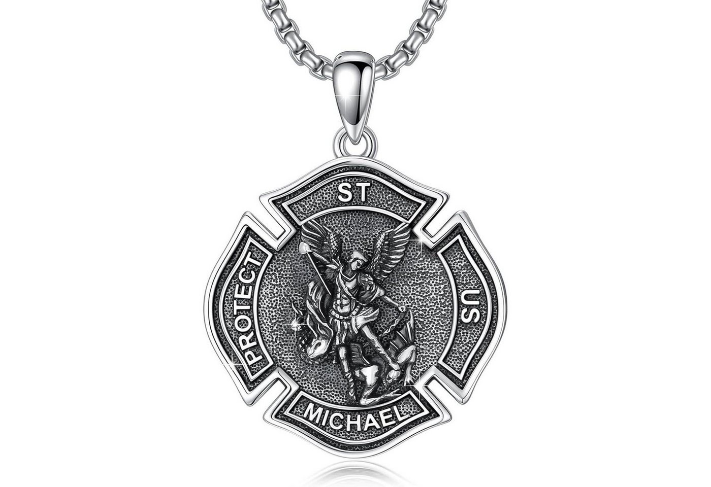 LuxusKollektion Kette und Anhänger Set Halskette 925 Sterlingsilber St Michael St St Michael Halskette 3 von LuxusKollektion