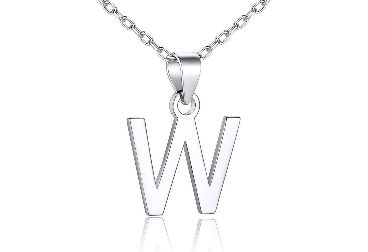 LuxusKollektion Kette und Anhänger Set Halskette Anhänger Initiale 925 Silber Schlüsselbein Damen Buchstabe W von LuxusKollektion