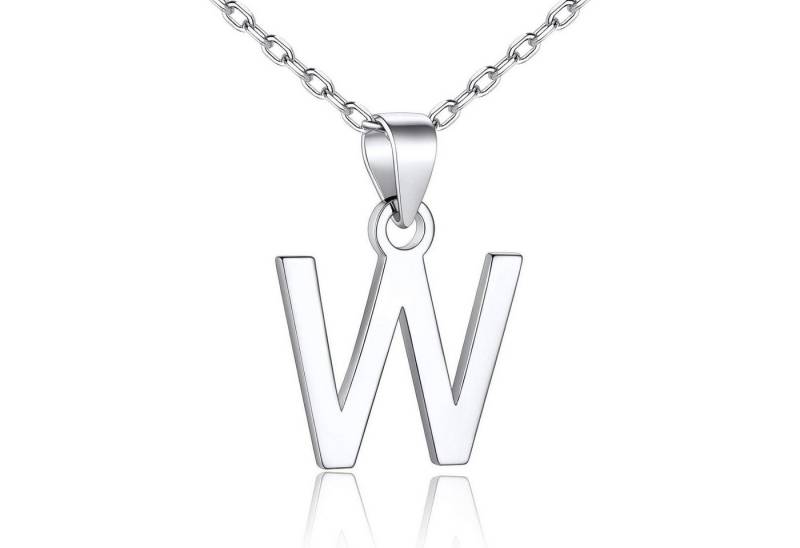 LuxusKollektion Kette und Anhänger Set Halskette Anhänger Initiale 925 Silber Schlüsselbein Damen Buchstabe W von LuxusKollektion