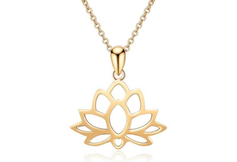 LuxusKollektion Kette und Anhänger Set Halskette Anhänger Lotus Yoga Sterling Silber Frauen Vergoldet von LuxusKollektion