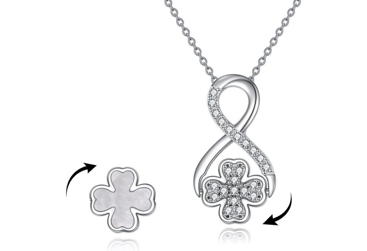 LuxusKollektion Kette und Anhänger Set Halskette Anhänger Sterlingsilber Geschenk Damen Mädchen Vierblättrig von LuxusKollektion