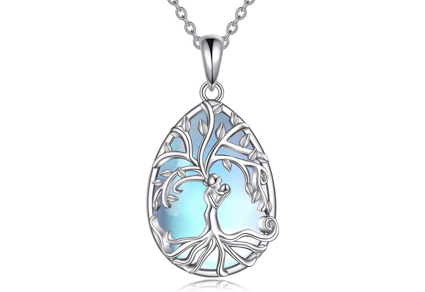 LuxusKollektion Kette und Anhänger Set Halskette Baum des Lebens 925 Sterling Silber Mutter und Kind von LuxusKollektion