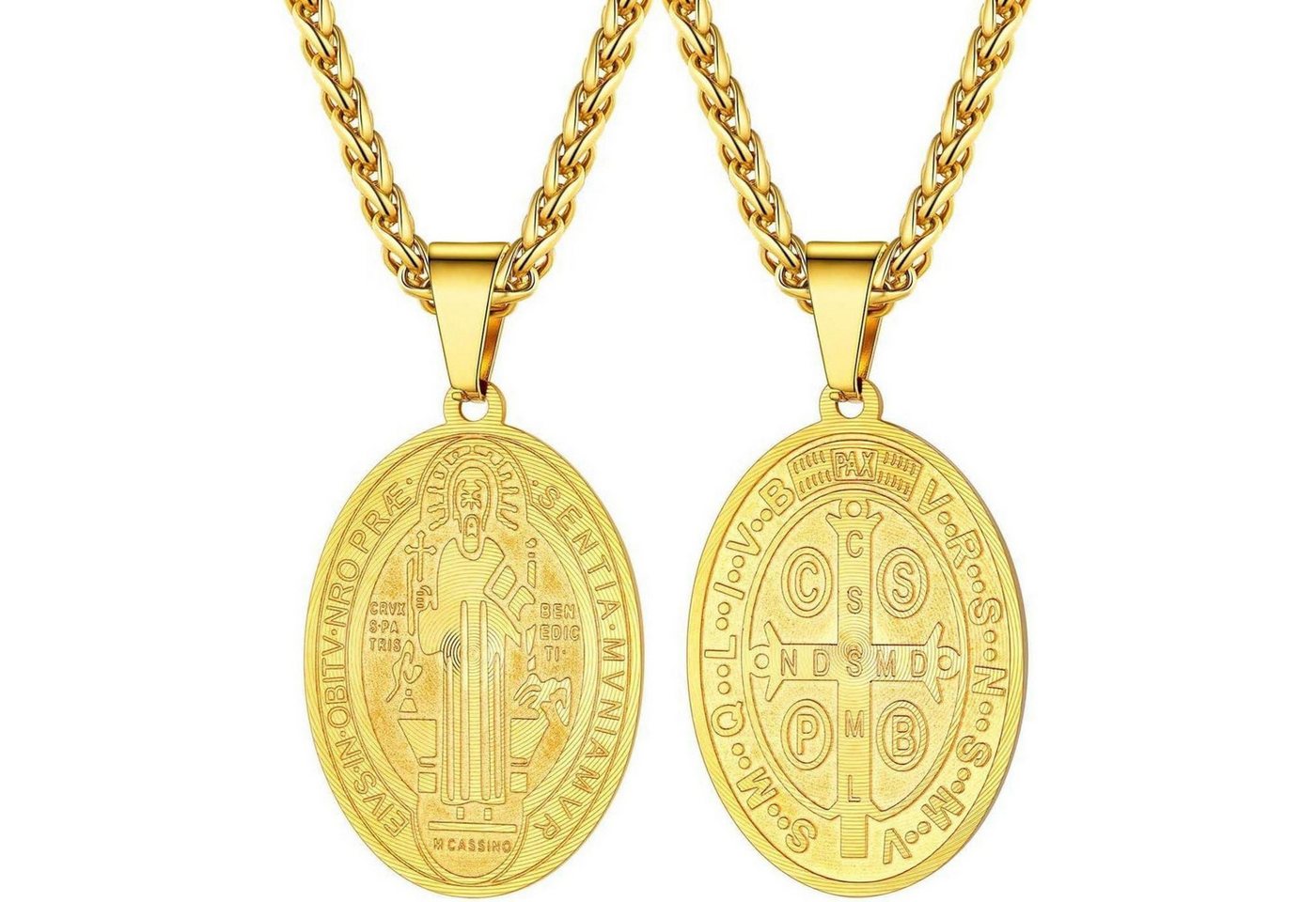 LuxusKollektion Kette und Anhänger Set Halskette Benediktkreuz Kruzifix vergoldet Edelstahl Rosegold von LuxusKollektion