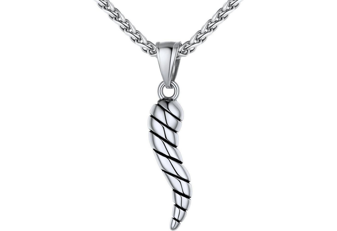 LuxusKollektion Kette und Anhänger Set Halskette Cornicello Anhänger Charm 3D 316L Herren Damen 02 Silber von LuxusKollektion