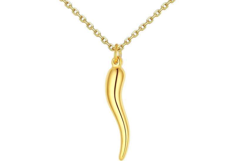 LuxusKollektion Kette und Anhänger Set Halskette Cornicello Anhänger Edelstahl316L 03: Klein-Gold von LuxusKollektion