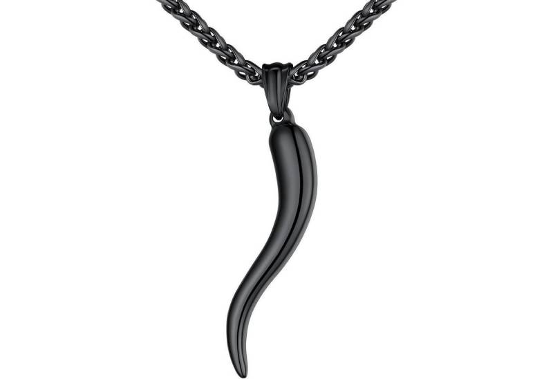 LuxusKollektion Kette und Anhänger Set Halskette Cornicello Horn 316L Glücksbringer 01: Groß-Schwarz von LuxusKollektion
