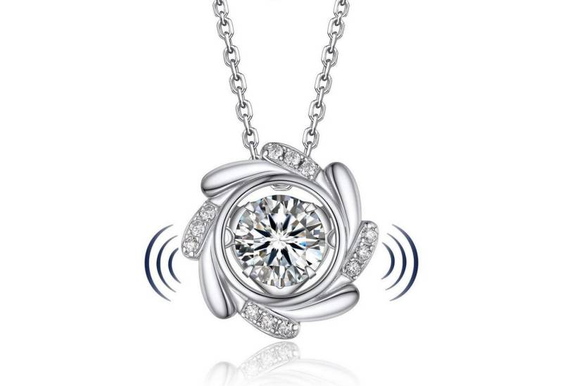LuxusKollektion Kette und Anhänger Set Halskette Damen 1 Karat Moissanite Silber 5 Sparkling Windmühle von LuxusKollektion