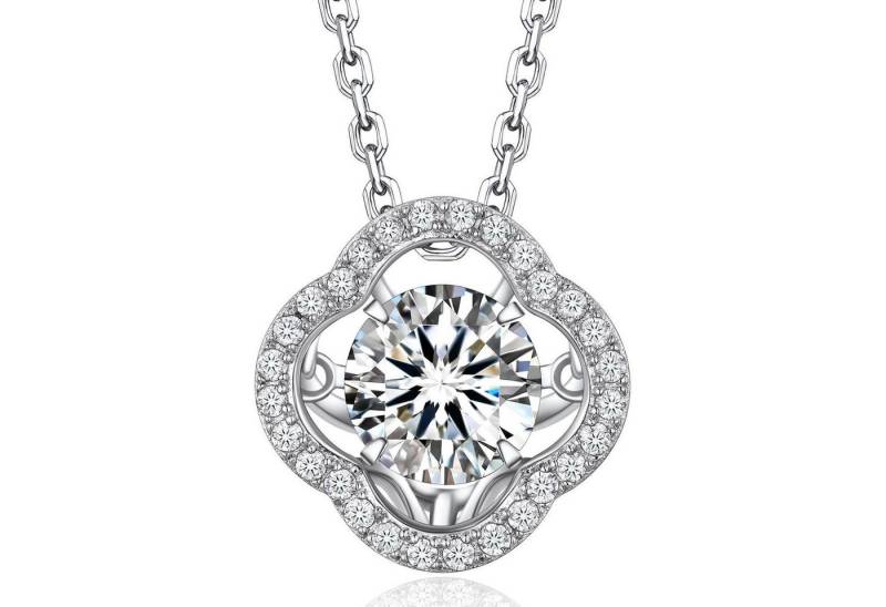 LuxusKollektion Kette und Anhänger Set Halskette Damen 1 Karat Moissanite Silber 925 3 Sparkling Kleeblatt von LuxusKollektion