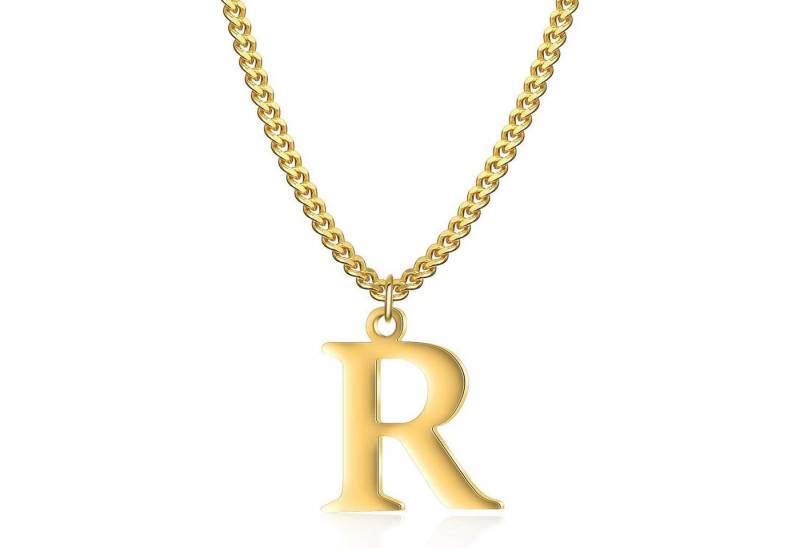 LuxusKollektion Kette und Anhänger Set Halskette Damen 14K vergoldet Krone Buchstabe A Z Anhänger XAC-247-R von LuxusKollektion