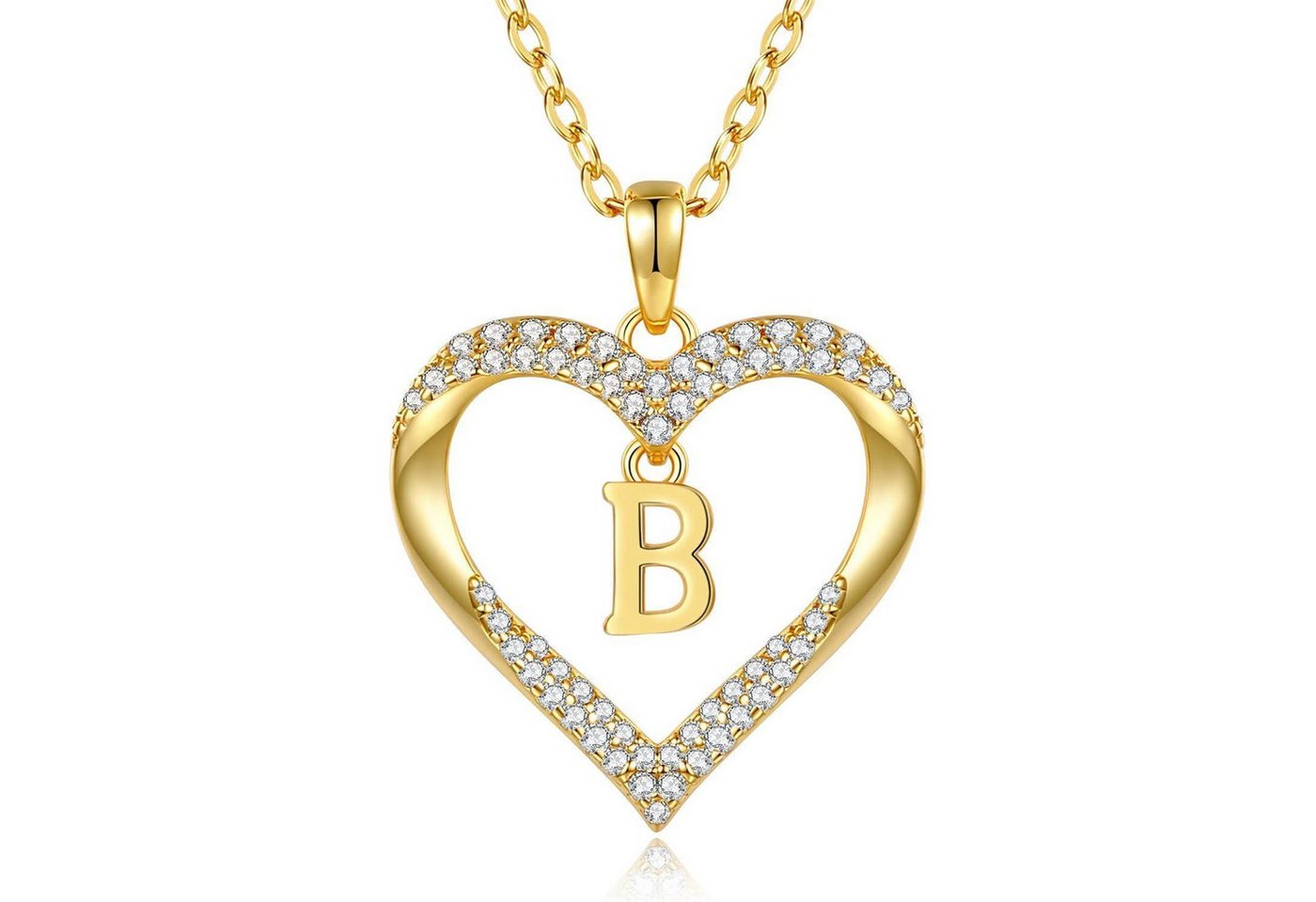 LuxusKollektion Kette und Anhänger Set Halskette Damen 18K Vergoldet Buchstabenkette Personalisiert B von LuxusKollektion