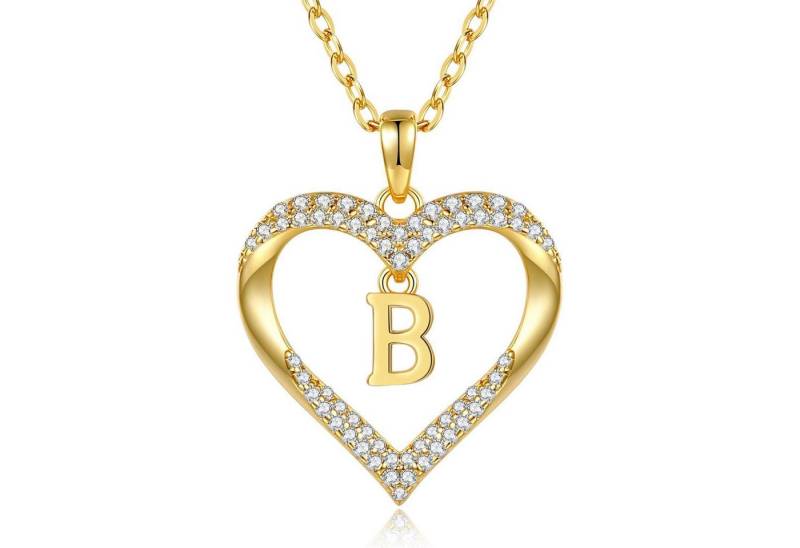 LuxusKollektion Kette und Anhänger Set Halskette Damen 18K Vergoldet Buchstabenkette Personalisiert B von LuxusKollektion