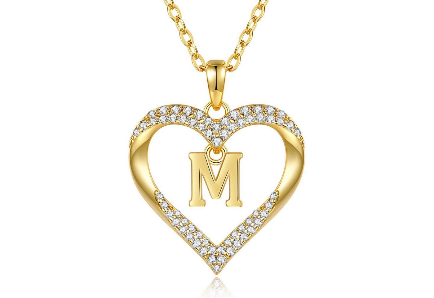 LuxusKollektion Kette und Anhänger Set Halskette Damen 18K Vergoldet Buchstabenkette Personalisiert M von LuxusKollektion