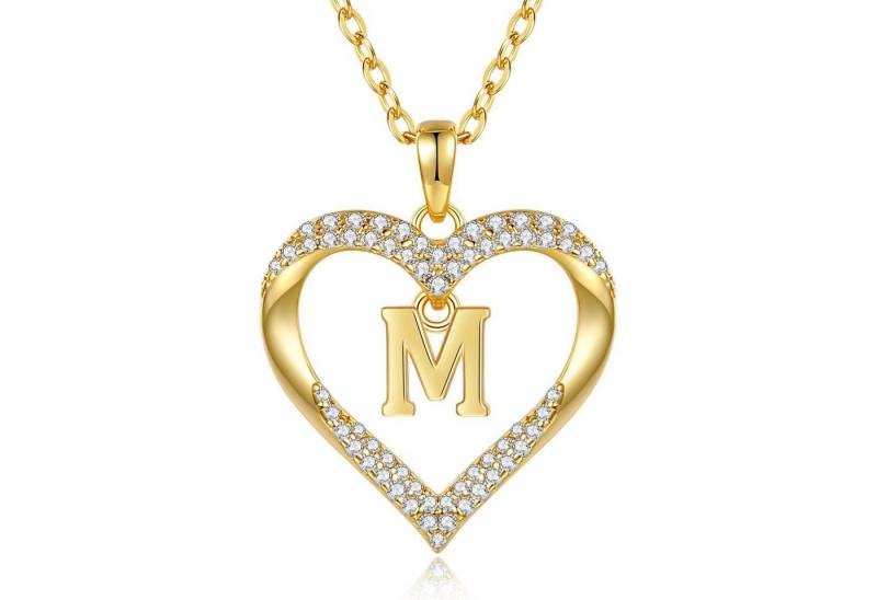 LuxusKollektion Kette und Anhänger Set Halskette Damen 18K Vergoldet Buchstabenkette Personalisiert M von LuxusKollektion