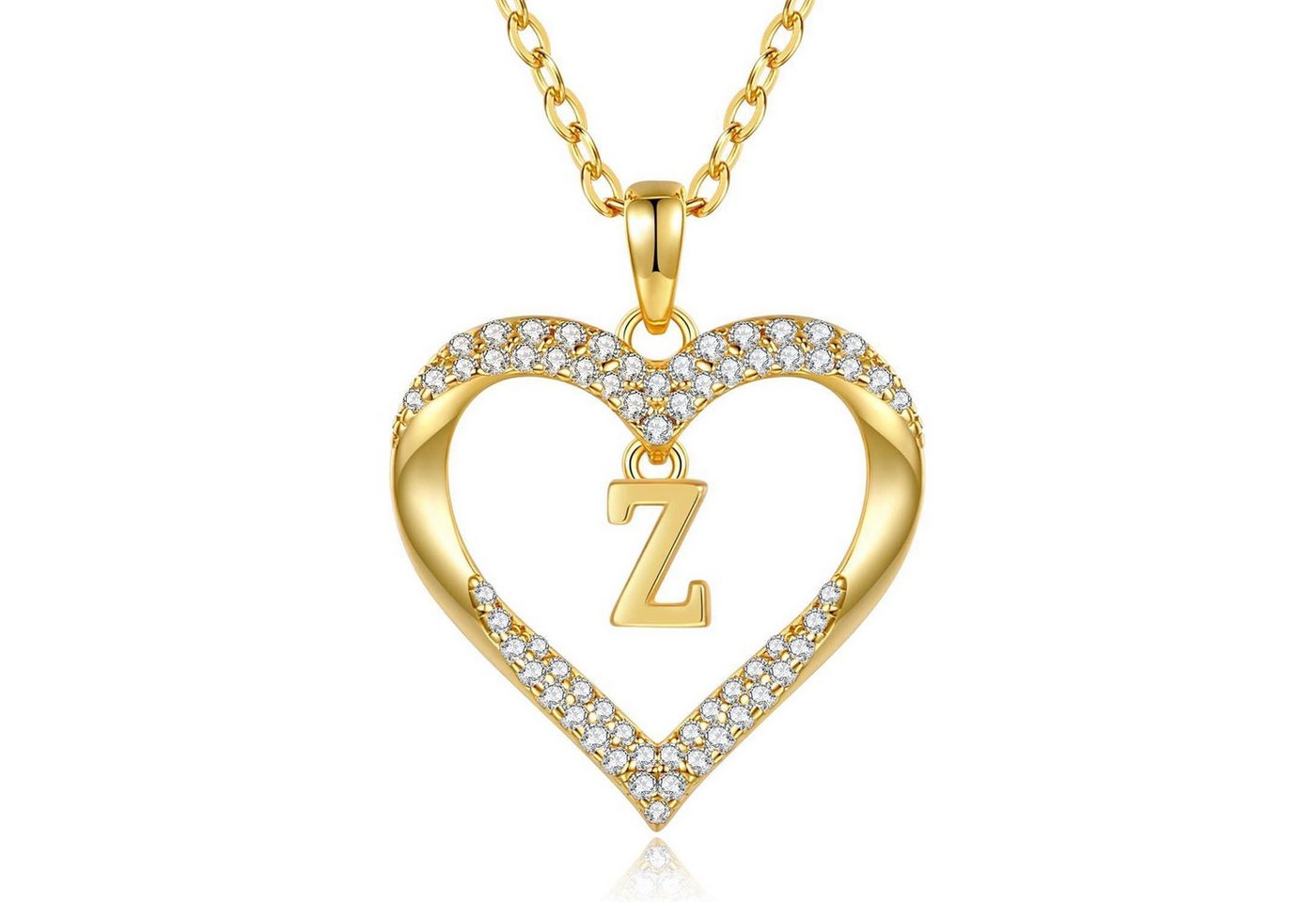 LuxusKollektion Kette und Anhänger Set Halskette Damen 18K vergoldet Buchstabenkette personalisiert Z von LuxusKollektion