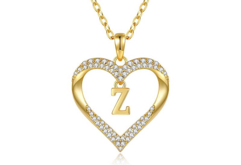 LuxusKollektion Kette und Anhänger Set Halskette Damen 18K vergoldet Buchstabenkette personalisiert Z von LuxusKollektion