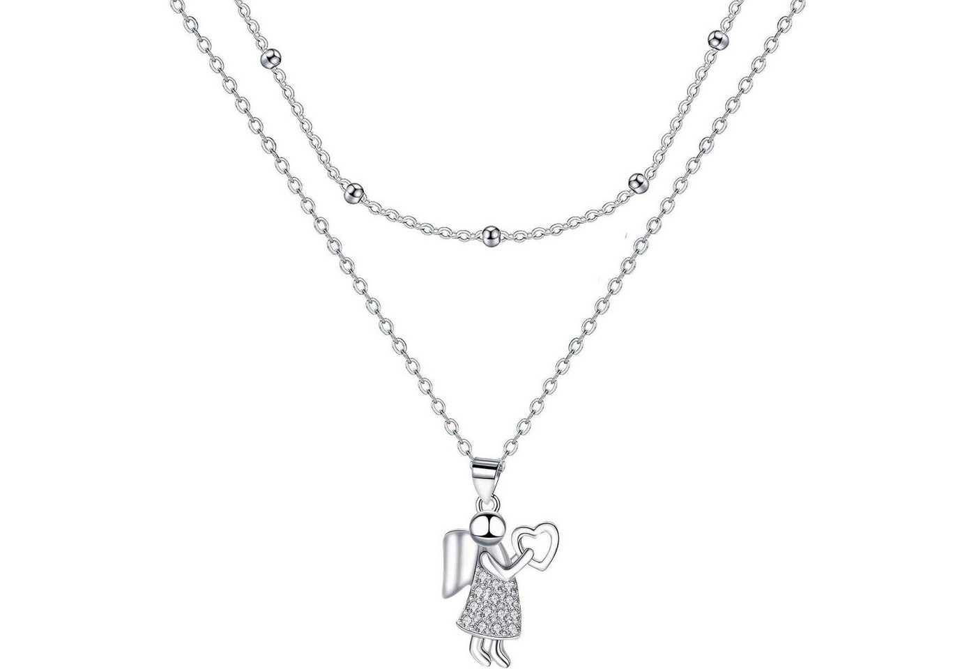 LuxusKollektion Kette und Anhänger Set Halskette Damen 925 Silber Geschenk Muttertag Weihnachten Engel von LuxusKollektion