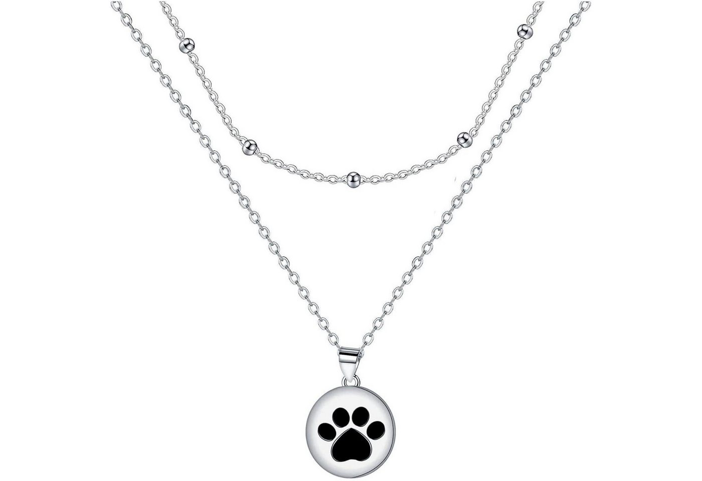 LuxusKollektion Kette und Anhänger Set Halskette Damen 925 Silber Geschenk Weihnachten Muttertag Hundepfote von LuxusKollektion