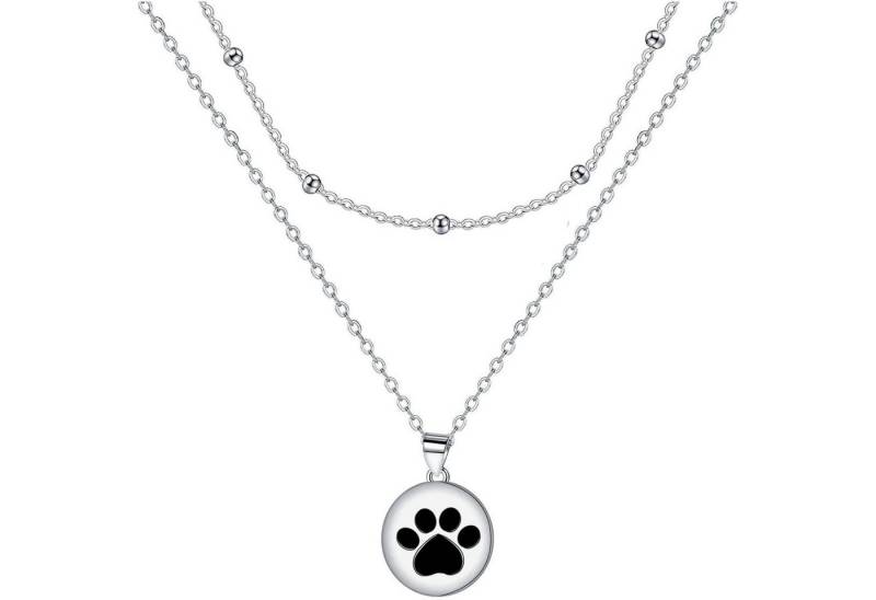 LuxusKollektion Kette und Anhänger Set Halskette Damen 925 Silber Geschenk Weihnachten Muttertag Hundepfote von LuxusKollektion