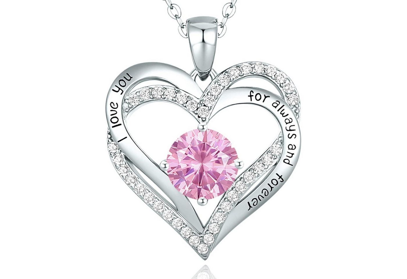 LuxusKollektion Kette und Anhänger Set Halskette Damen 925 Silber Rosegold Herz Sterlingsilber Oktober von LuxusKollektion