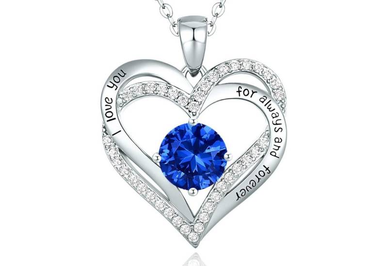 LuxusKollektion Kette und Anhänger Set Halskette Damen 925 Silber Rosegold Herz Sterlingsilber September von LuxusKollektion