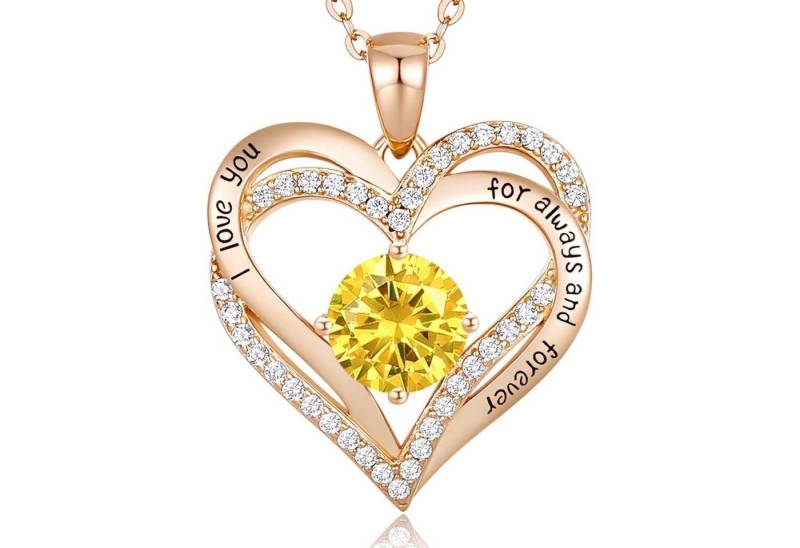 LuxusKollektion Kette und Anhänger Set Halskette Damen 925 Sterling Silber Roségold November von LuxusKollektion