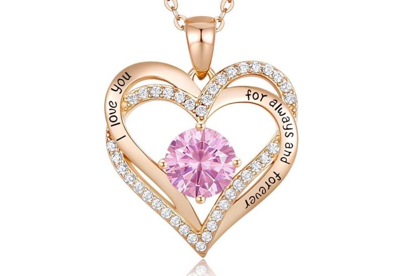 LuxusKollektion Kette und Anhänger Set Halskette Damen 925 Sterling Silber Rosegold Roségold Oktober von LuxusKollektion