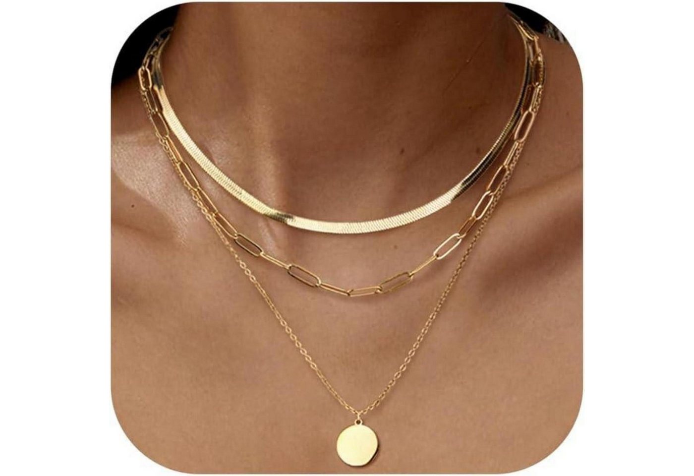 LuxusKollektion Kette und Anhänger Set Halskette Damen Edelstahl Gold Silber Münzanhänger Gold von LuxusKollektion