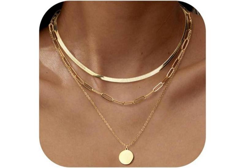 LuxusKollektion Kette und Anhänger Set Halskette Damen Edelstahl Gold Silber Münzanhänger Gold von LuxusKollektion