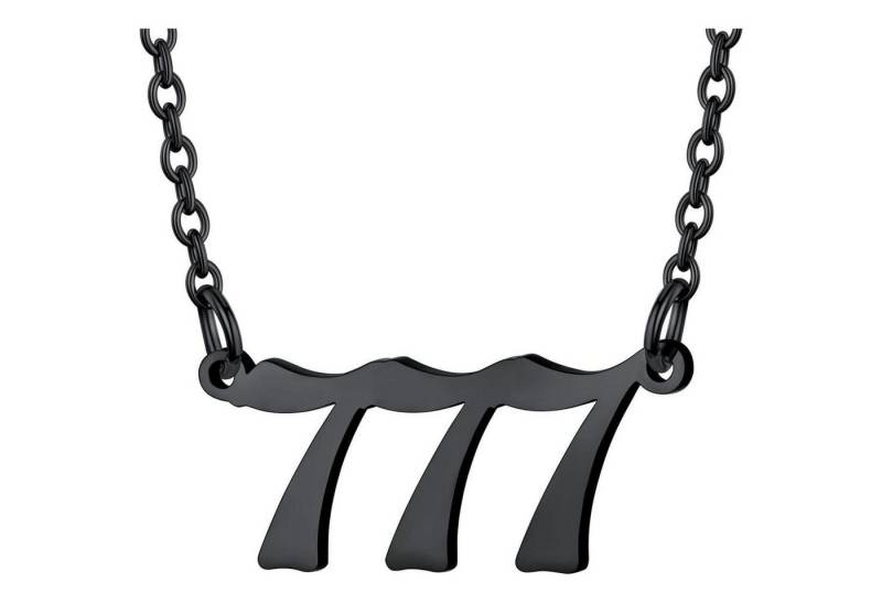 LuxusKollektion Kette und Anhänger Set Halskette Damen Engelszahlen Anhänger Edelstahl 777-Schwarz von LuxusKollektion