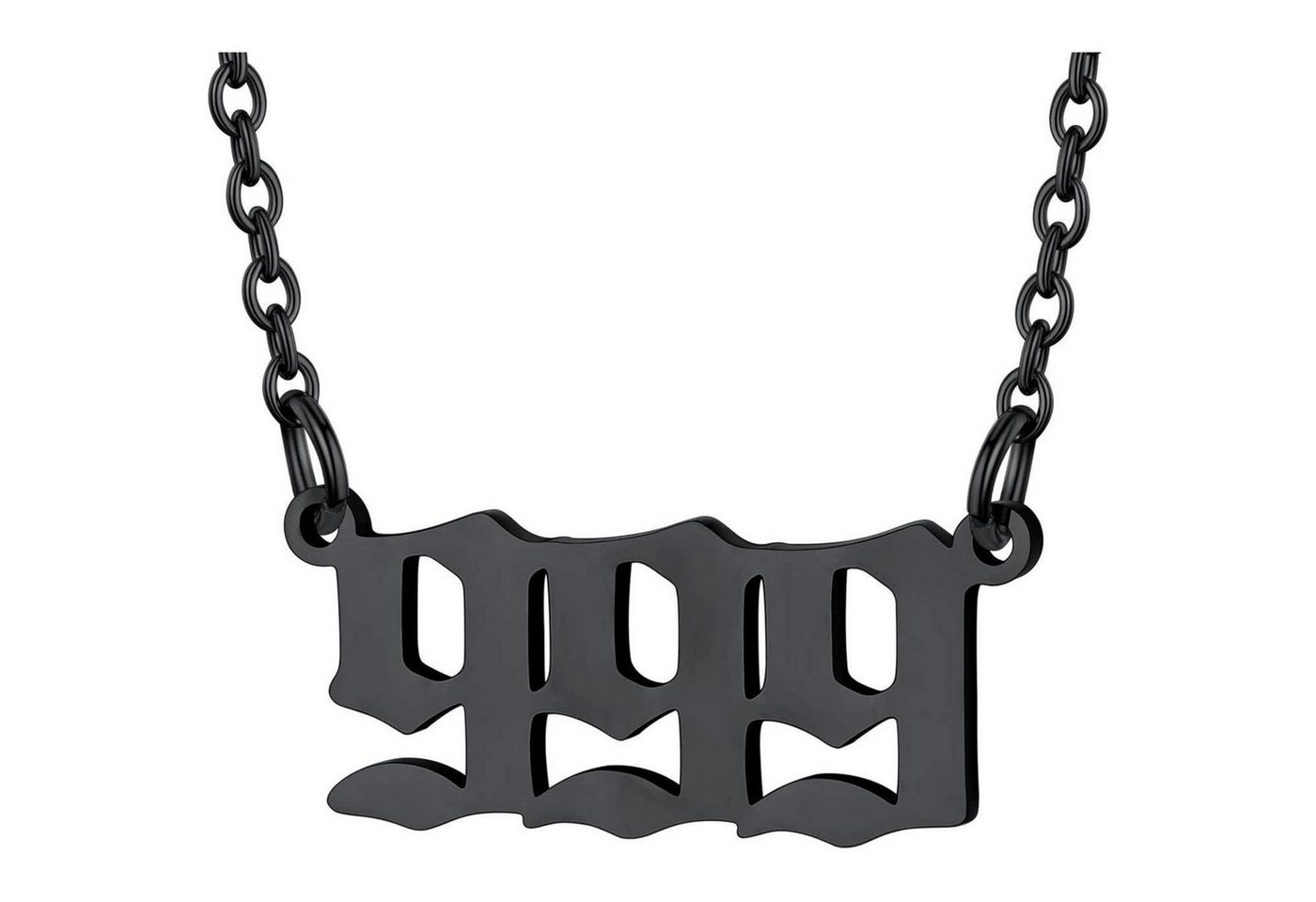 LuxusKollektion Kette und Anhänger Set Halskette Damen Engelszahlen Anhänger Edelstahl 999 Schwarz von LuxusKollektion