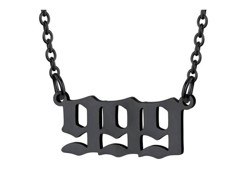 LuxusKollektion Kette und Anhänger Set Halskette Damen Engelszahlen Anhänger Edelstahl 999 Schwarz von LuxusKollektion