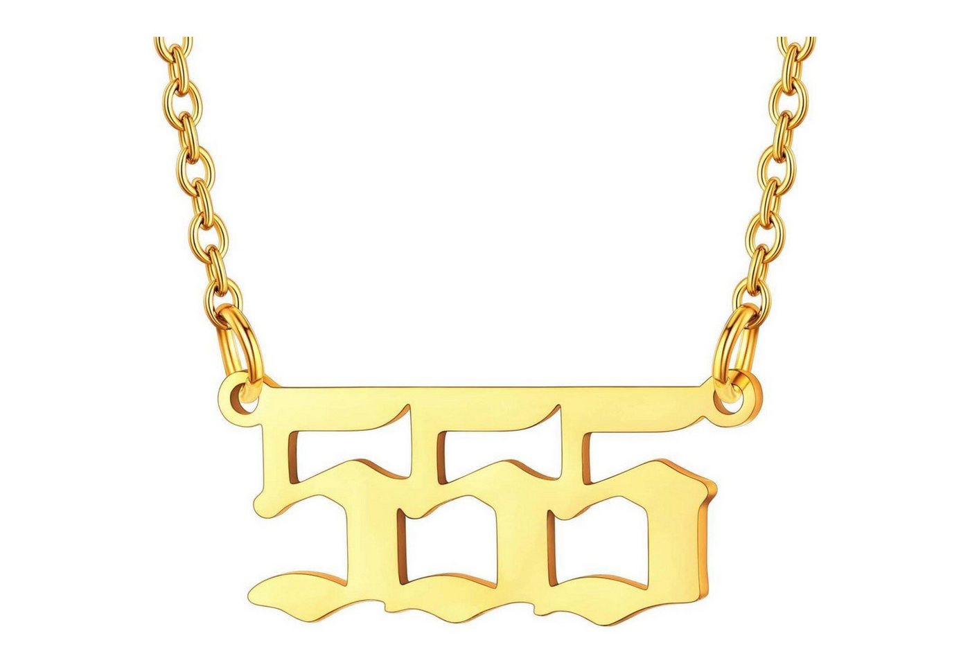 LuxusKollektion Kette und Anhänger Set Halskette Damen Engelszahlen Anhänger Edelstahl Modeschmuck 555-Gold von LuxusKollektion