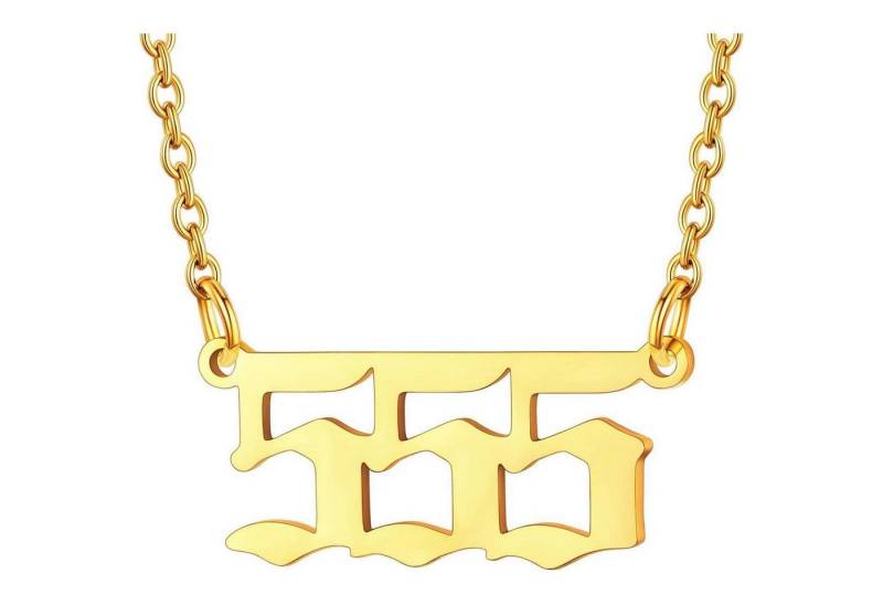 LuxusKollektion Kette und Anhänger Set Halskette Damen Engelszahlen Anhänger Edelstahl Modeschmuck 555-Gold von LuxusKollektion