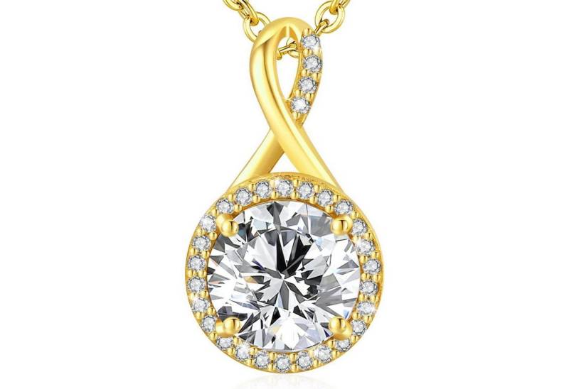 LuxusKollektion Kette und Anhänger Set Halskette Damen Ewigkeit Zirkonia Sterling Silber Rose Gold von LuxusKollektion