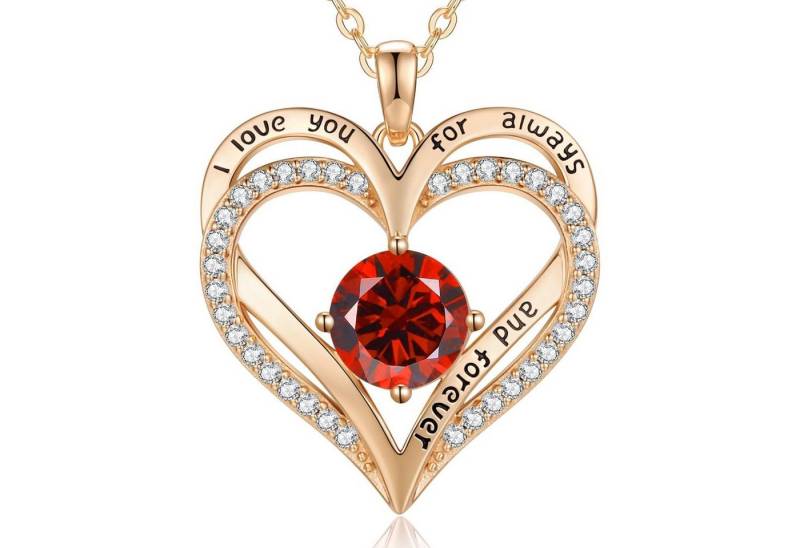 LuxusKollektion Kette und Anhänger Set Halskette Damen Herz Anhänger 925 Silber Roségold-01-Jan & 07-Juli von LuxusKollektion