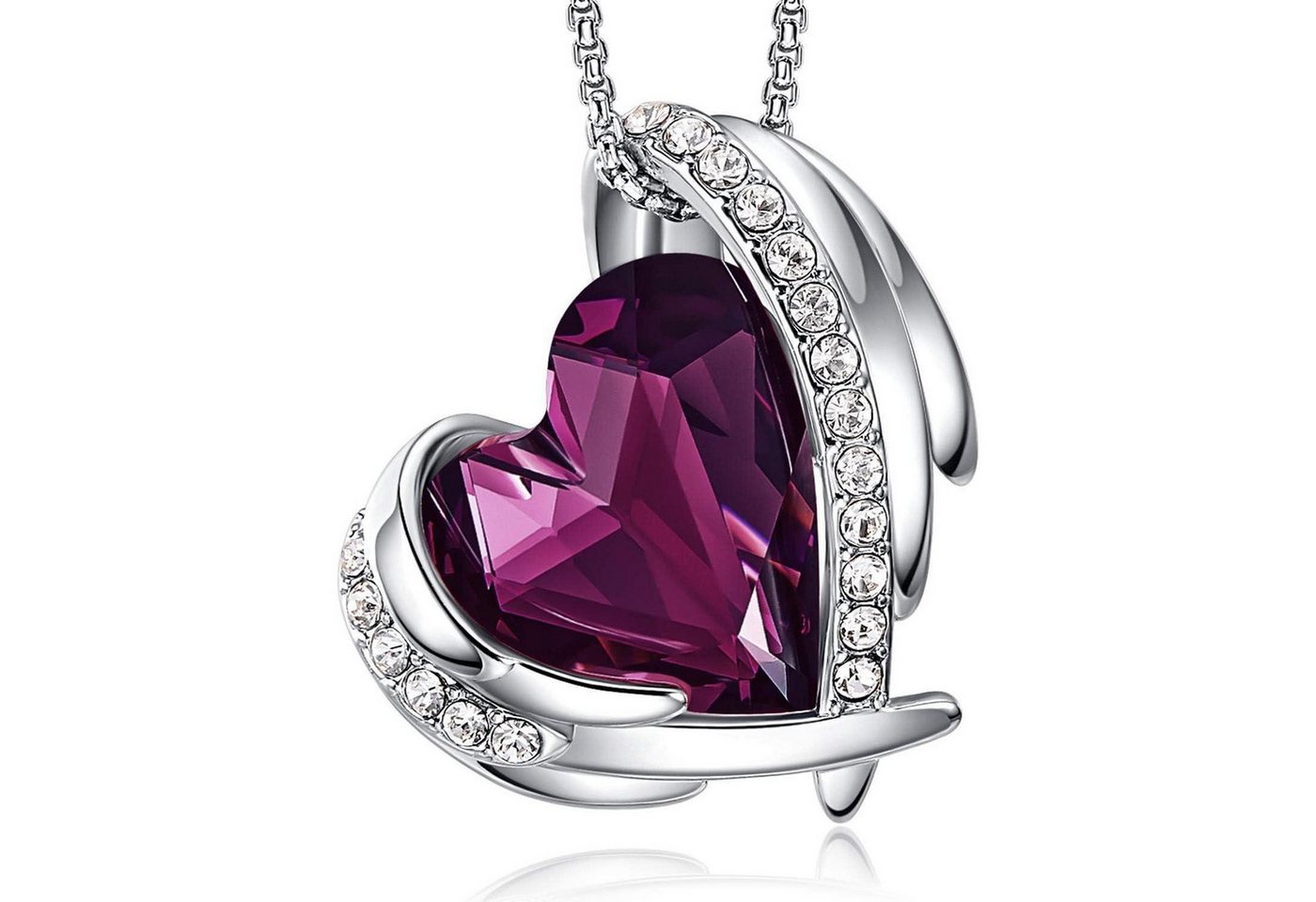 LuxusKollektion Kette und Anhänger Set Halskette Damen Herz Geschenk Valentinstag Rhodinierung Rose Rot von LuxusKollektion