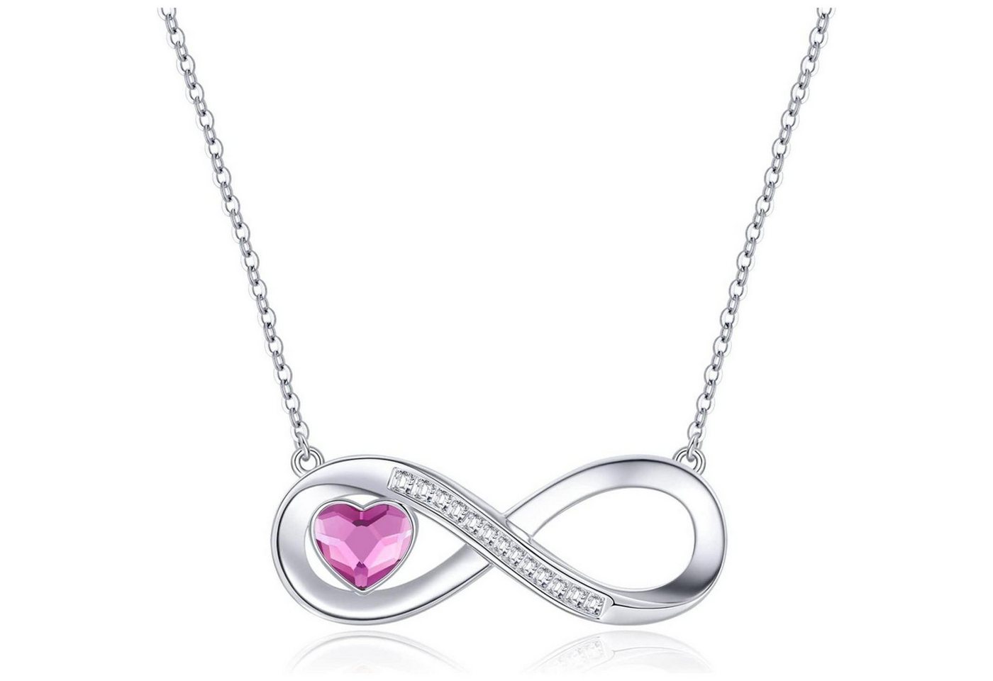LuxusKollektion Kette und Anhänger Set Halskette Damen Infinity Herz 925 Geburtsstein Silber Violett von LuxusKollektion