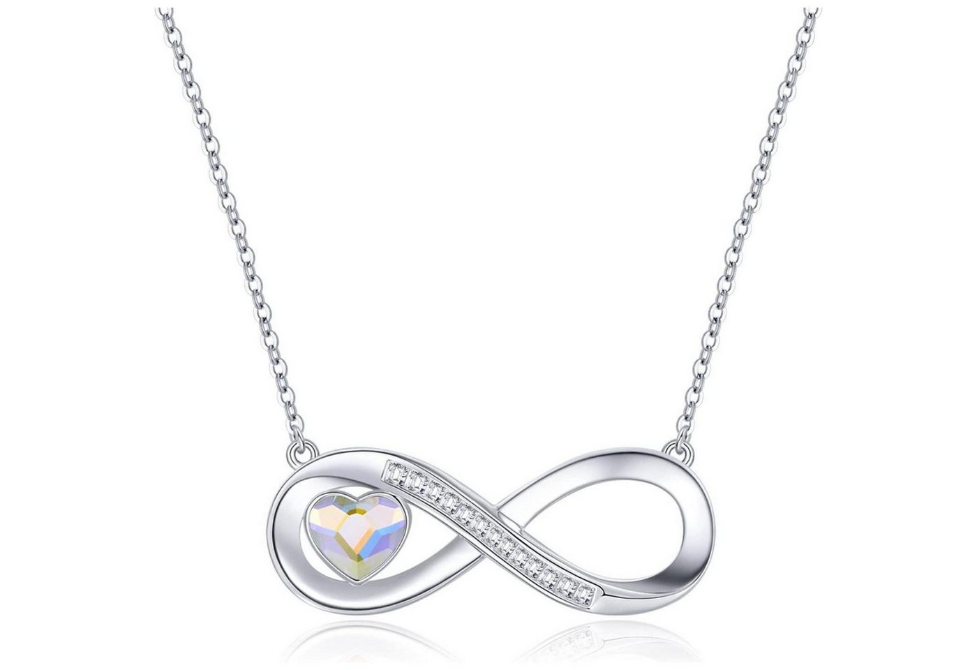 LuxusKollektion Kette und Anhänger Set Halskette Damen Infinity Herz Geburtsstein Anhänger Silber Mehrfarbig von LuxusKollektion