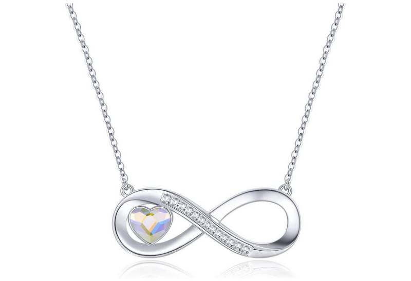 LuxusKollektion Kette und Anhänger Set Halskette Damen Infinity Herz Geburtsstein Anhänger Silber Mehrfarbig von LuxusKollektion