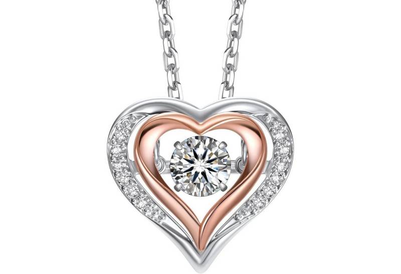 LuxusKollektion Kette und Anhänger Set Halskette Damen Moissanite 1 Karat Herz Silber925 Doppelherz-0,5 Karat von LuxusKollektion