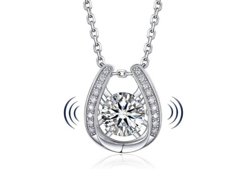 LuxusKollektion Kette und Anhänger Set Halskette Damen Moissanite 1Karat Silber 925 4 Sparkling Hufeisen von LuxusKollektion