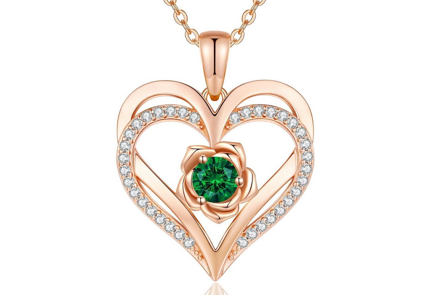 LuxusKollektion Kette und Anhänger Set Halskette Damen Rosegold Herz 925 Silber RoseGold Necklace 05 von LuxusKollektion