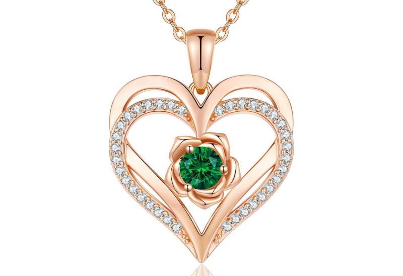 LuxusKollektion Kette und Anhänger Set Halskette Damen Rosegold Herz 925 Silber RoseGold Necklace 05 von LuxusKollektion