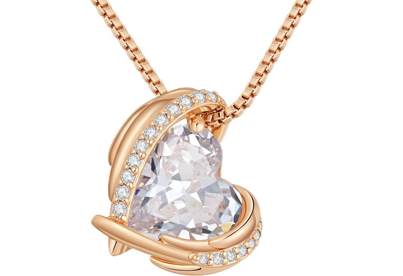 LuxusKollektion Kette und Anhänger Set Halskette Damen Rosegold Herz Geschenk Valentinstag Rosegold-04-Apr von LuxusKollektion