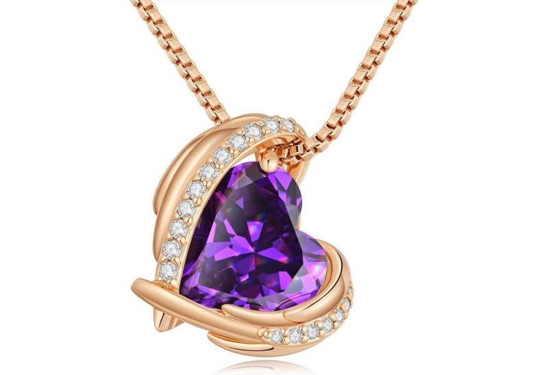 LuxusKollektion Kette und Anhänger Set Halskette Damen Rosegold Herz Schmuck Weihnachten Rosegold-02-Feb von LuxusKollektion