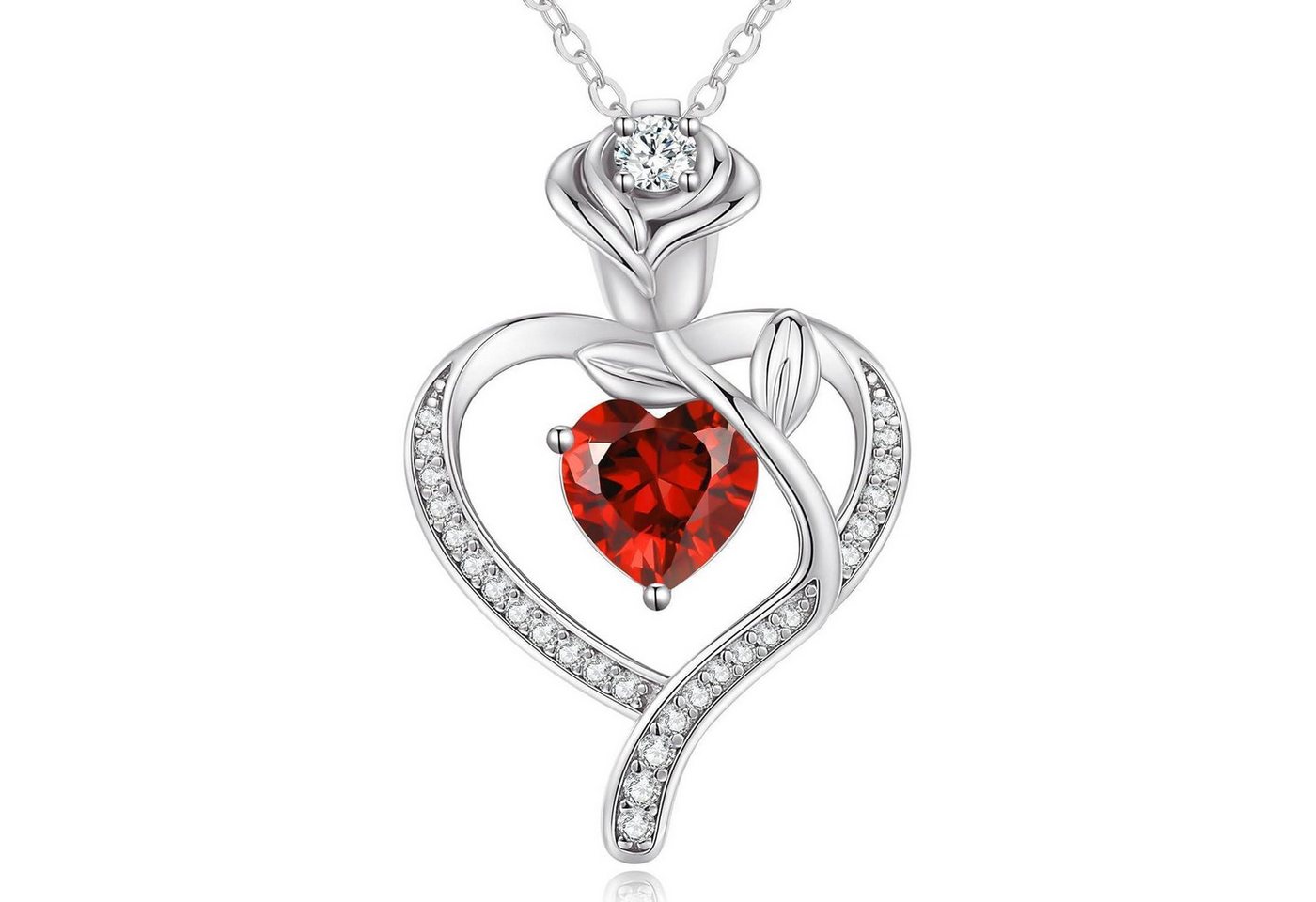 LuxusKollektion Kette und Anhänger Set Halskette Damen Rosegold Herz Silber 925 Silber-01&07-Jan&Juli von LuxusKollektion